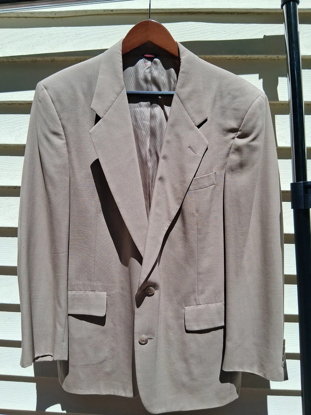 Vintage Hart Schaffner & Marx Blazer Mens 42R Beige Virgin Wool